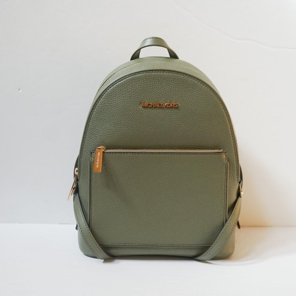 Michael Kors Adina Medium Leather Backpack Army Green - Picture 1 of 13